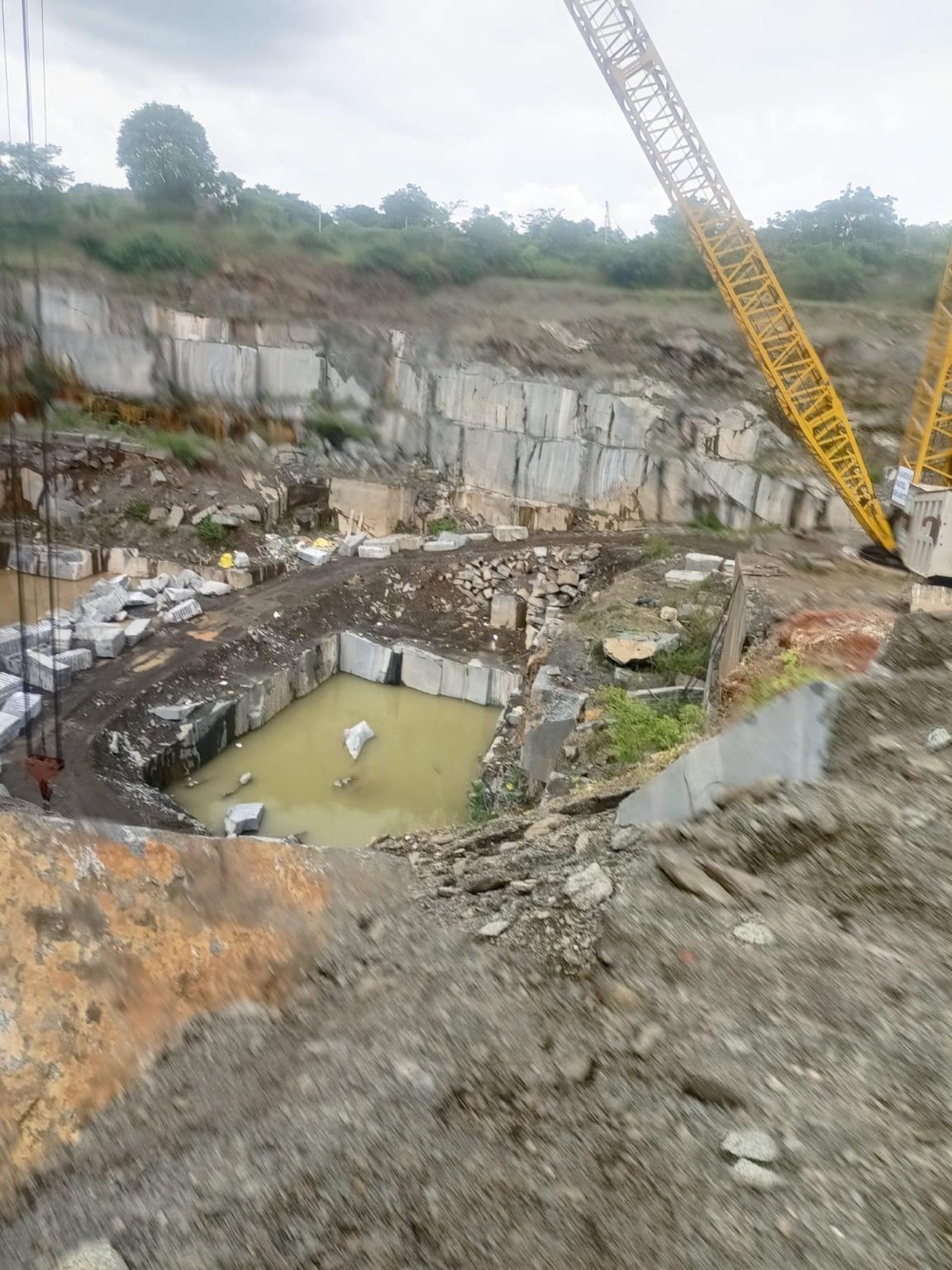 Quarry view with lifting equipment