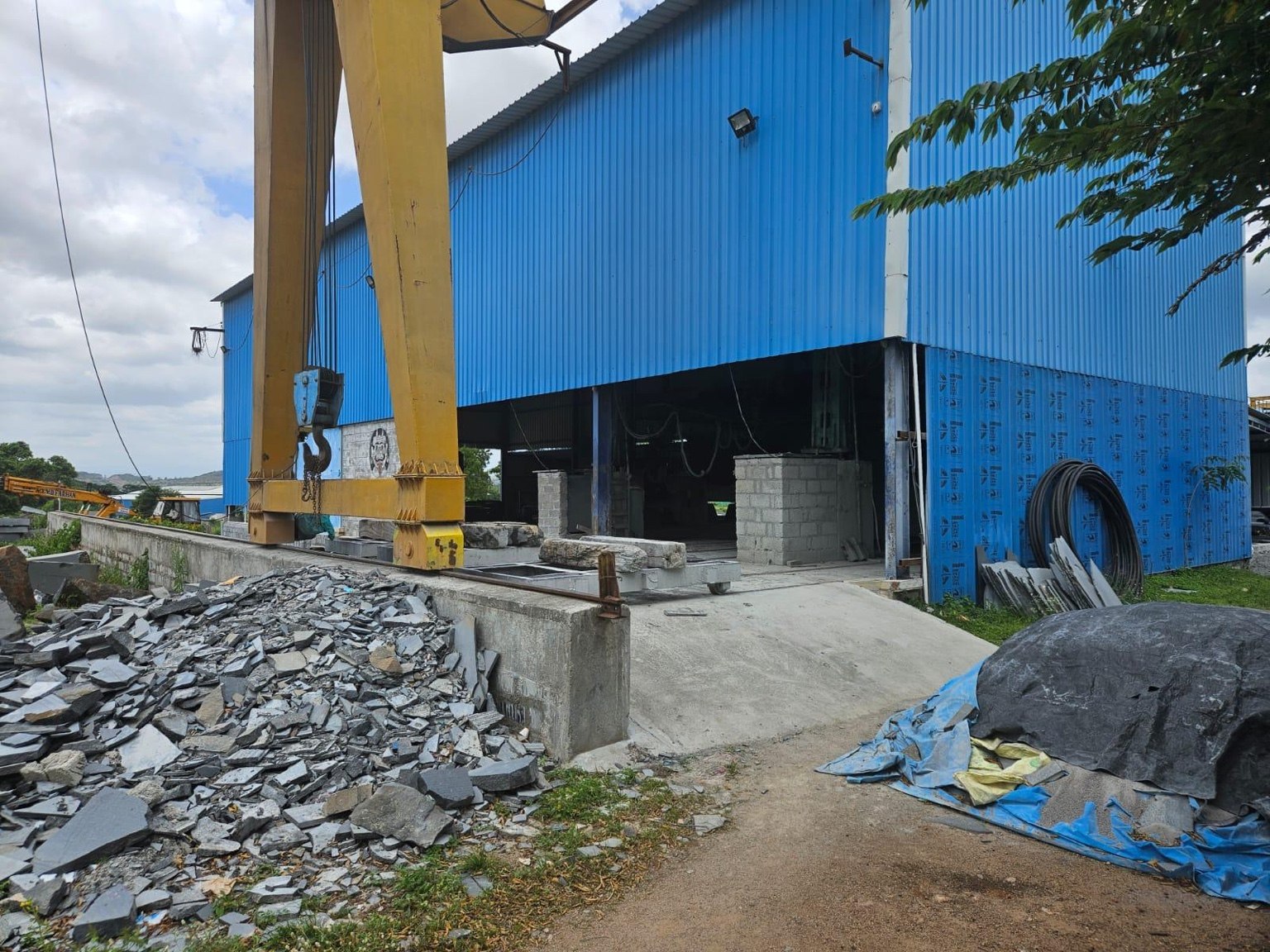 Stone processing shed