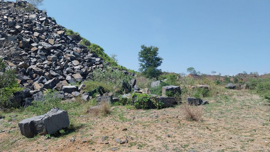 Granite remnants and accumulated stone